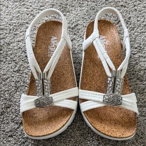 NWOT Algeria Comfort Wedge Sandals with Silver embellishments, Sz. 36